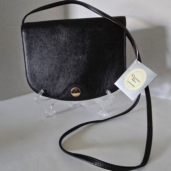 Christian Dior CD Monogram Medallion Black Leather Shoulder Crossbody Bag - Picture 1 of 16